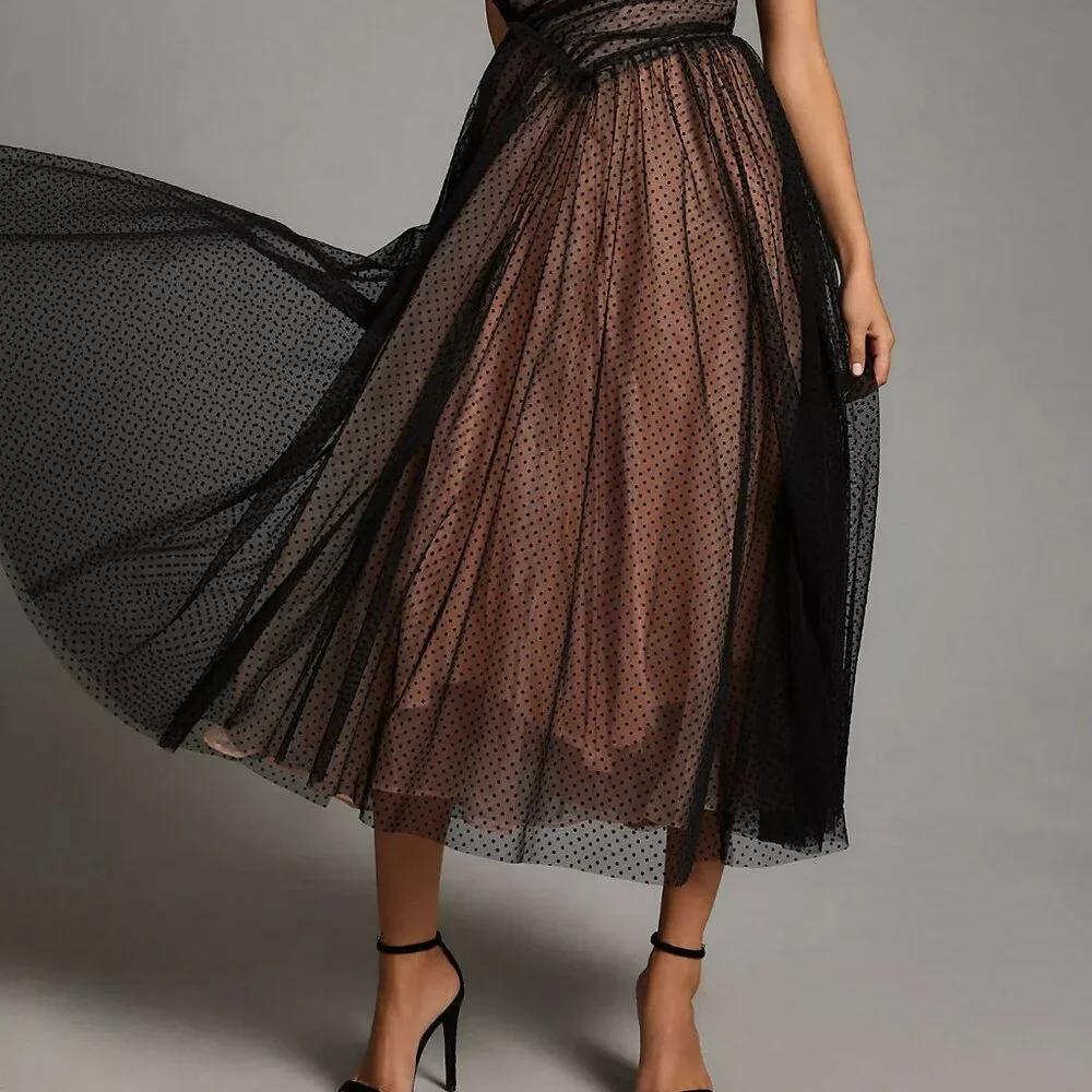 NWT Anthropologie Tulle Dot Maxi Dress - Picture 6 of 16
